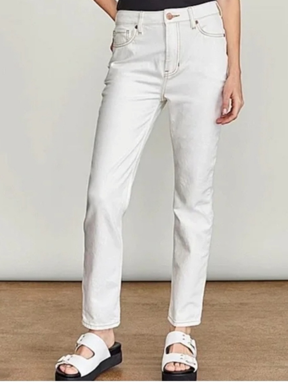 Elizabeth & James White High-Rise Vintage Straight Jeans Denim